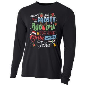 Dance Like Frosty Rudolph Give Santa Love Like Jesus Women Cooling Performance Long Sleeve Crew