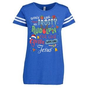 Dance Like Frosty Rudolph Give Santa Love Like Jesus Women Enza Ladies Jersey Football T-Shirt