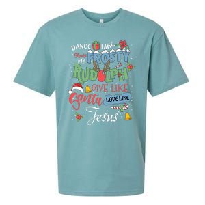 Dance Like Frosty Rudolph Give Santa Love Like Jesus Women Sueded Cloud Jersey T-Shirt