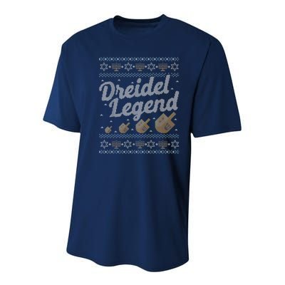 Dreidel Legend Funny Ugly Hanukkah Sweater Gifts Youth Performance Sprint T-Shirt