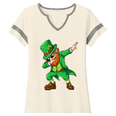 Dabbing Leprechaun Funny Gift St Patricks Day Ladies Halftime Notch Neck Tee