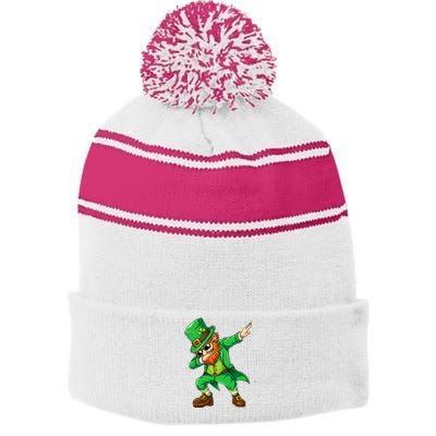 Dabbing Leprechaun Funny Gift St Patricks Day Stripe Pom Pom Beanie