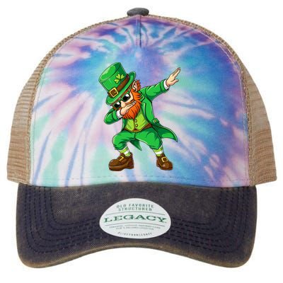 Dabbing Leprechaun Funny Gift St Patricks Day Legacy Tie Dye Trucker Hat