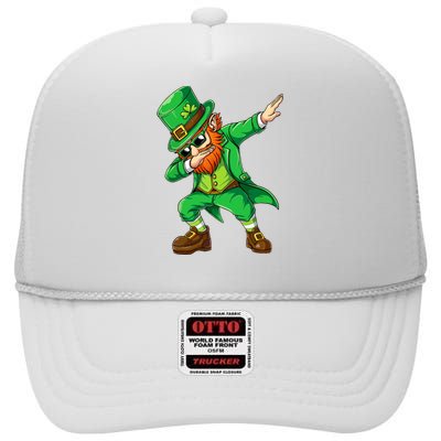 Dabbing Leprechaun Funny Gift St Patricks Day High Crown Mesh Back Trucker Hat