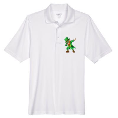 Dabbing Leprechaun Funny Gift St Patricks Day Men's Origin Performance Piqué Polo