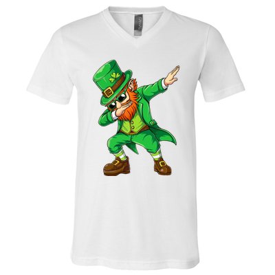 Dabbing Leprechaun Funny Gift St Patricks Day V-Neck T-Shirt