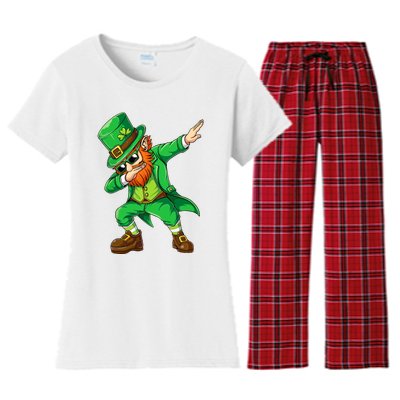 Dabbing Leprechaun Funny Gift St Patricks Day Women's Flannel Pajama Set