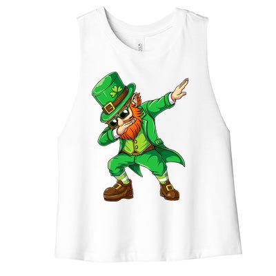 Dabbing Leprechaun Funny Gift St Patricks Day Women's Racerback Cropped Tank