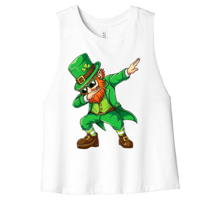 Dabbing Leprechaun Funny Gift St Patricks Day Women's Racerback Cropped Tank