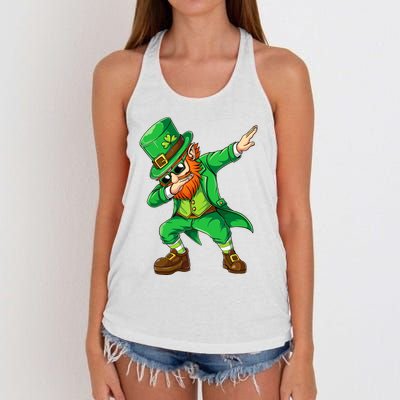 Dabbing Leprechaun Funny Gift St Patricks Day Women's Knotted Racerback Tank