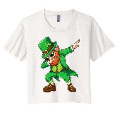 Dabbing Leprechaun Funny Gift St Patricks Day Women's Crop Top Tee