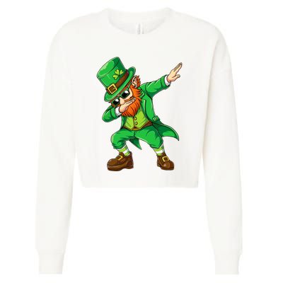 Dabbing Leprechaun Funny Gift St Patricks Day Cropped Pullover Crew