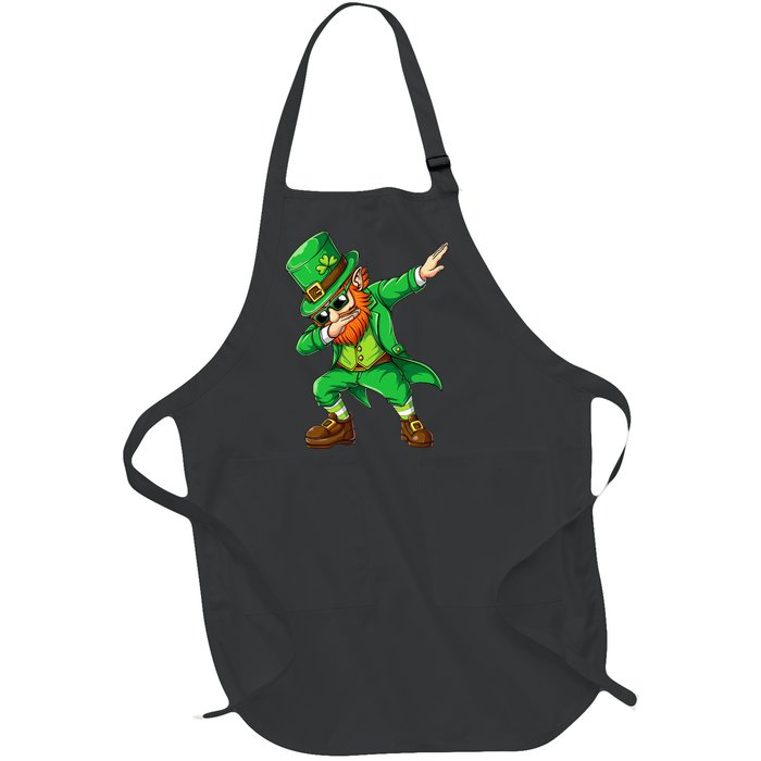 Dabbing Leprechaun Funny Gifts St Patricks Day Full-Length Apron With Pockets