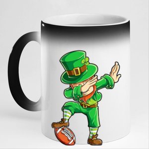 Dabbing Leprechaun Football St Patricks Day Sports 11oz Black Color Changing Mug