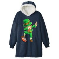 Dabbing Leprechaun Football St Patricks Day Sports Hooded Wearable Blanket