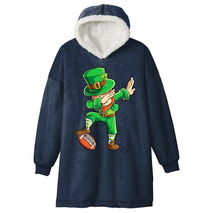 Dabbing Leprechaun Football St Patricks Day Sports Hooded Wearable Blanket