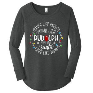 Dance Like Frosty Shine Like Rudolph Love Like Jesus Xmas Women's Perfect Tri Tunic Long Sleeve Shirt