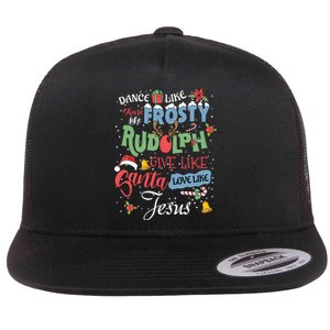 Dance Like Frosty Rudolph Give Santa Love Like Jesus Women Flat Bill Trucker Hat