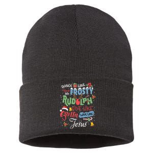 Dance Like Frosty Rudolph Give Santa Love Like Jesus Women Sustainable Knit Beanie