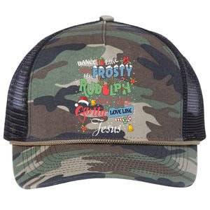 Dance Like Frosty Rudolph Give Santa Love Like Jesus Women Retro Rope Trucker Hat Cap