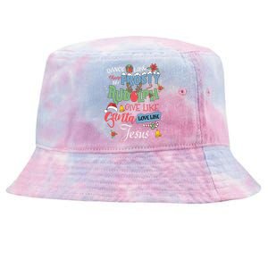 Dance Like Frosty Rudolph Give Santa Love Like Jesus Women Tie-Dyed Bucket Hat