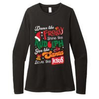 Dance Like Frosty Shine Like Rudolph Love Like Jesus Xmas Womens CVC Long Sleeve Shirt