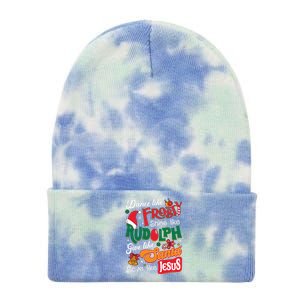 Dance Like Frosty Shine Like Rudolph Love Like Jesus Xmas Tie Dye 12in Knit Beanie