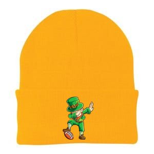 Dabbing Leprechaun Football St Patricks Day Sports Gift Knit Cap Winter Beanie