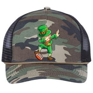 Dabbing Leprechaun Football St Patricks Day Sports Gift Retro Rope Trucker Hat Cap