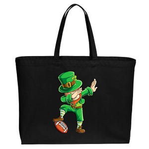 Dabbing Leprechaun Football St Patricks Day Sports Gift Cotton Canvas Jumbo Tote