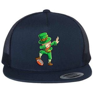 Dabbing Leprechaun Football St Patricks Day Sports Gift Flat Bill Trucker Hat