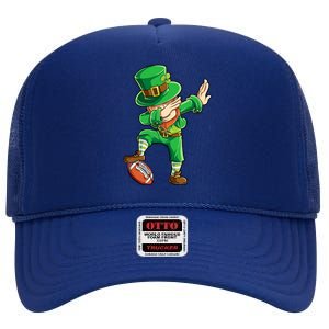 Dabbing Leprechaun Football St Patricks Day Sports Gift High Crown Mesh Back Trucker Hat