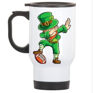 Dabbing Leprechaun Football St Patricks Day Sports Gift Stainless Steel Travel Mug