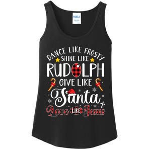 Dance Like Frosty Shine Like Rudolph Love Like Jesus Xmas Ladies Essential Tank