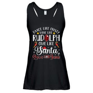 Dance Like Frosty Shine Like Rudolph Love Like Jesus Xmas Ladies Essential Flowy Tank