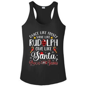 Dance Like Frosty Shine Like Rudolph Love Like Jesus Xmas Ladies PosiCharge Competitor Racerback Tank