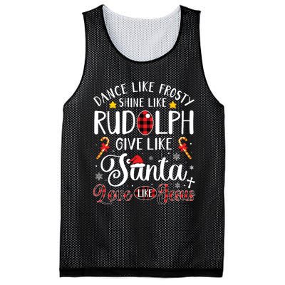 Dance Like Frosty Shine Like Rudolph Love Like Jesus Xmas Mesh Reversible Basketball Jersey Tank