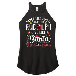 Dance Like Frosty Shine Like Rudolph Love Like Jesus Xmas Women's Perfect Tri Rocker Tank