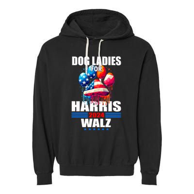 Dog Ladies For Harris Walz 2024 Garment-Dyed Fleece Hoodie