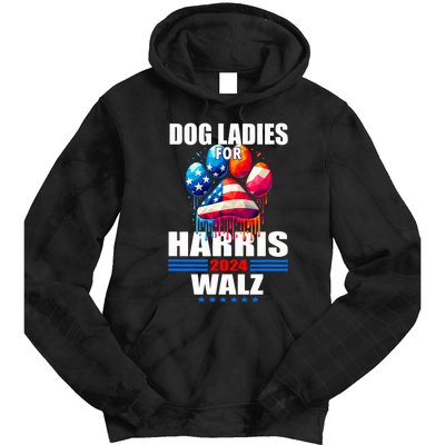 Dog Ladies For Harris Walz 2024 Tie Dye Hoodie