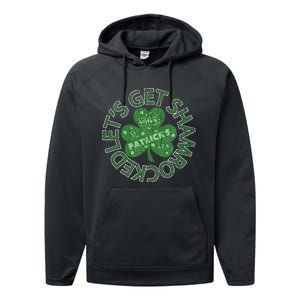 Distressed Let's Get Shamrocked Irish St Patrick Performance Fleece Hoodie