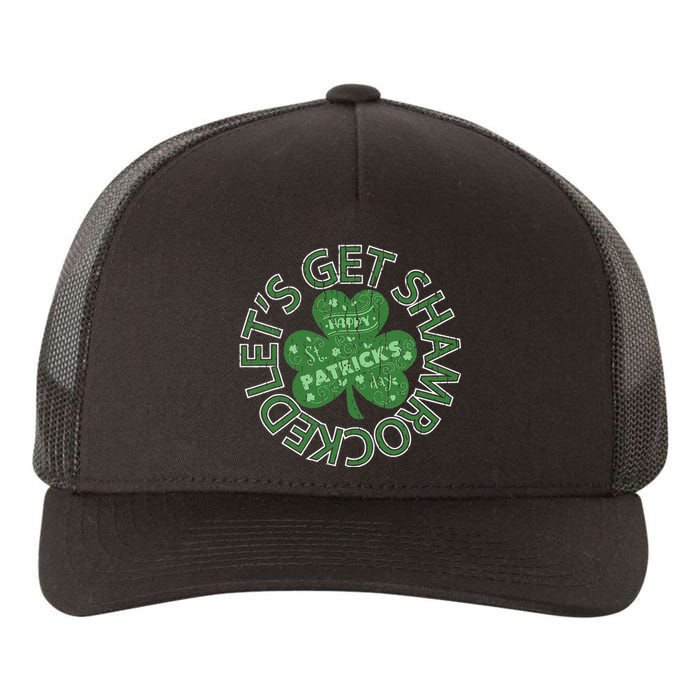 Distressed Let's Get Shamrocked Irish St Patrick Yupoong Adult 5-Panel Trucker Hat