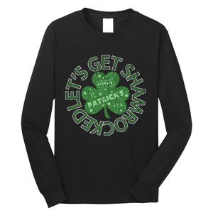 Distressed Let's Get Shamrocked Irish St Patrick Long Sleeve Shirt