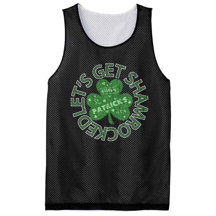 Distressed Let's Get Shamrocked Irish St Patrick Mesh Reversible Basketball Jersey Tank