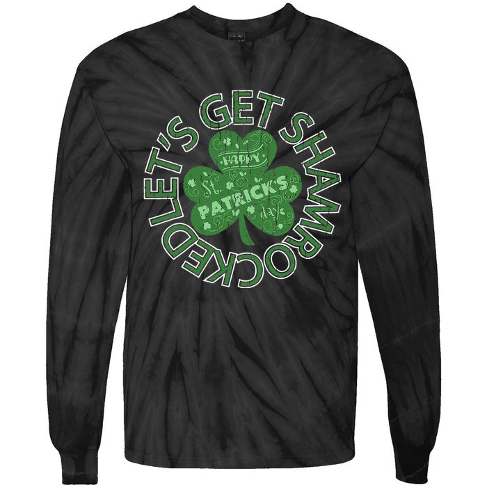 Distressed Let's Get Shamrocked Irish St Patrick Tie-Dye Long Sleeve Shirt