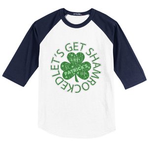 Distressed Let's Get Shamrocked Irish St Patrick Baseball Sleeve Shirt