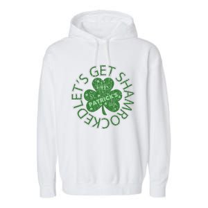 Distressed Let's Get Shamrocked Irish St Patrick Garment-Dyed Fleece Hoodie