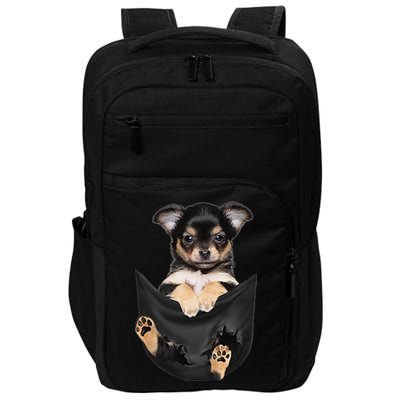 Dog Lovers Gifts Chihuahua In Pocket Funny Dog Face Impact Tech Backpack
