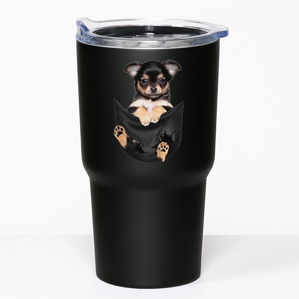 Dog Lovers Gifts Chihuahua In Pocket Funny Dog Face Tumbler