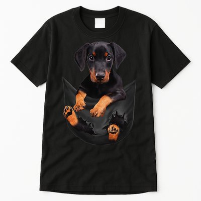 Dog Lovers Gifts Doberman In Pocket Funny Dog Face Tall T-Shirt